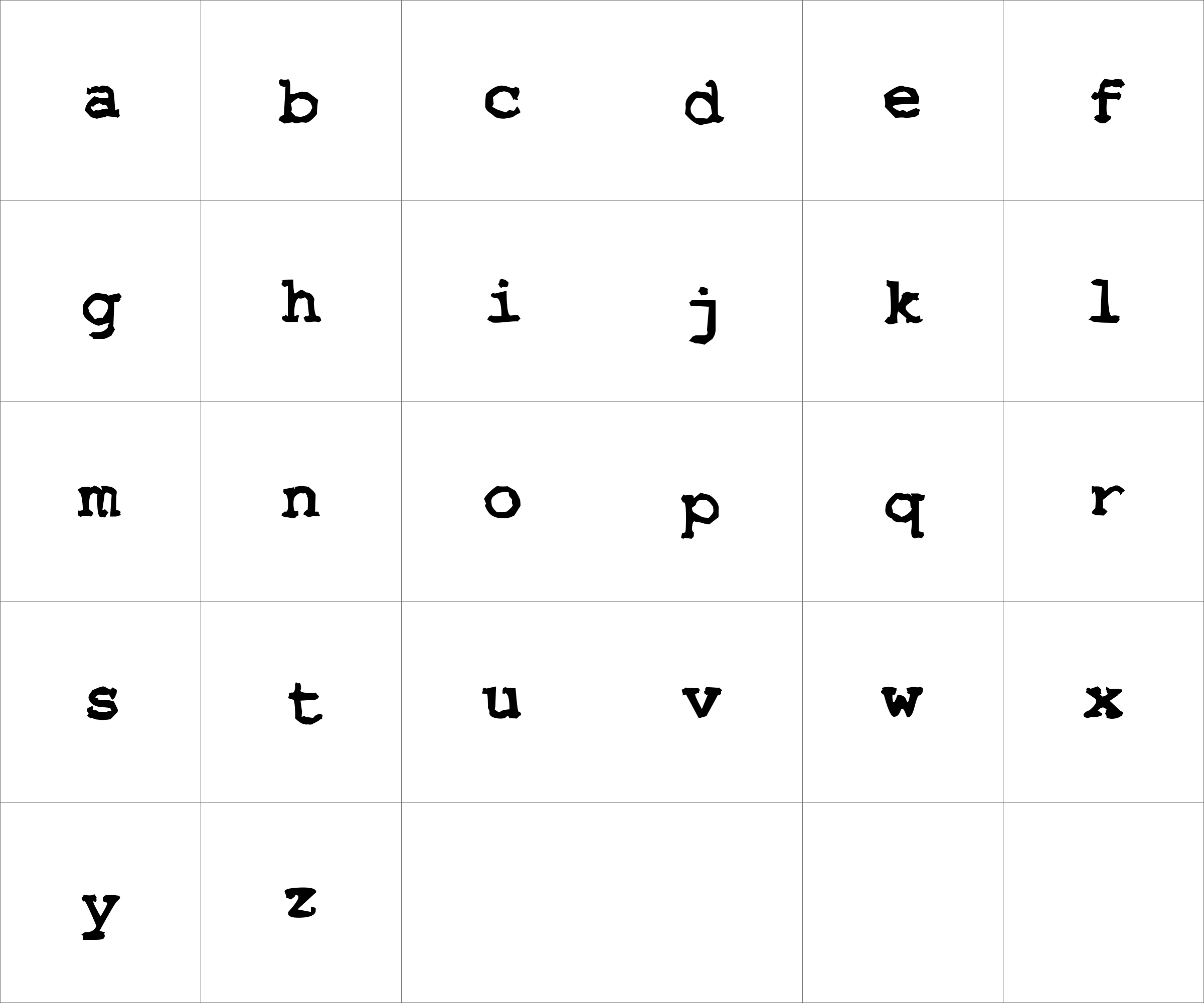 Lowercasse characters image