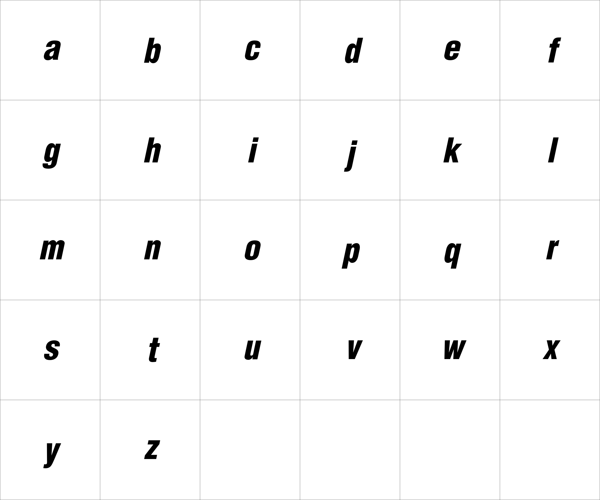 Lowercasse characters image